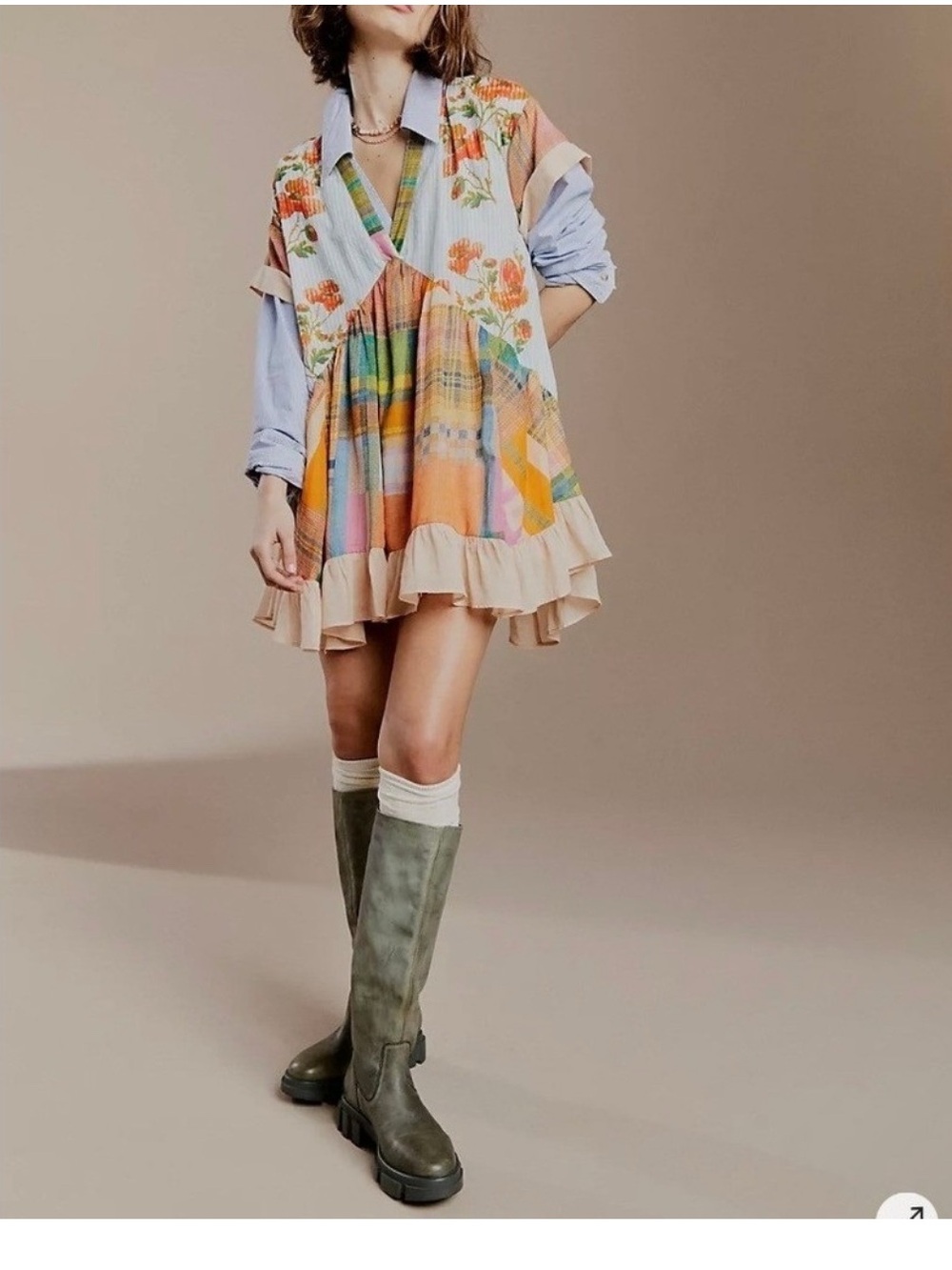 Free People Olive Green Knee-High Heeled Boots
